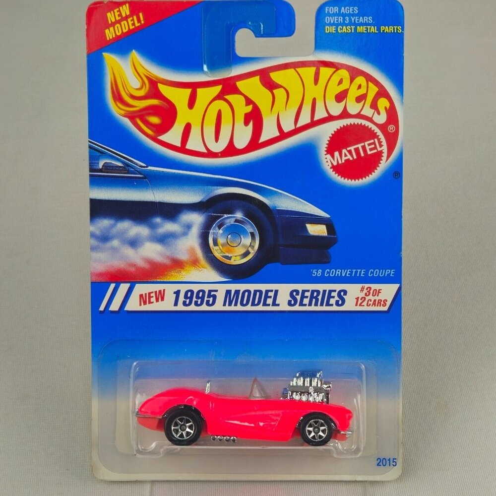 1995 Hot Wheels #341 Model Series 3/12 '58 CORVETTE COUPE‎ Pink Variant (K227)